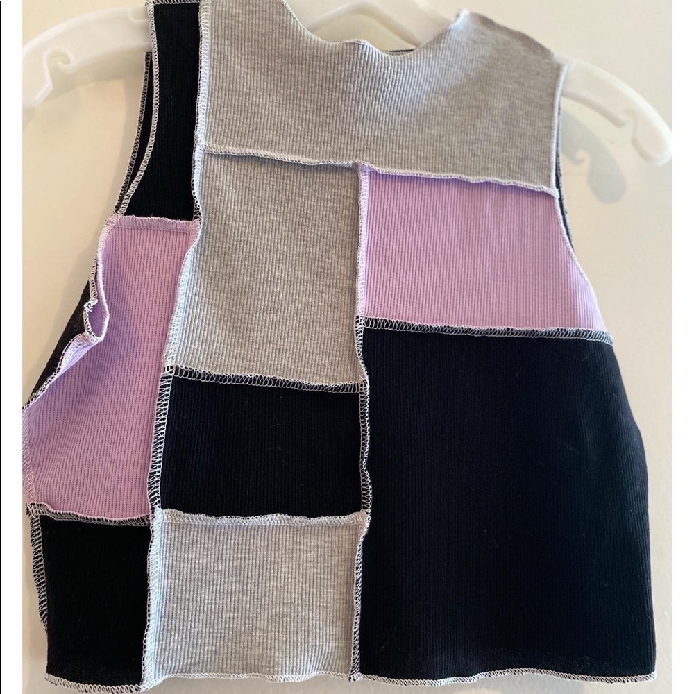 SHEIN color block ribbed crop top, size M